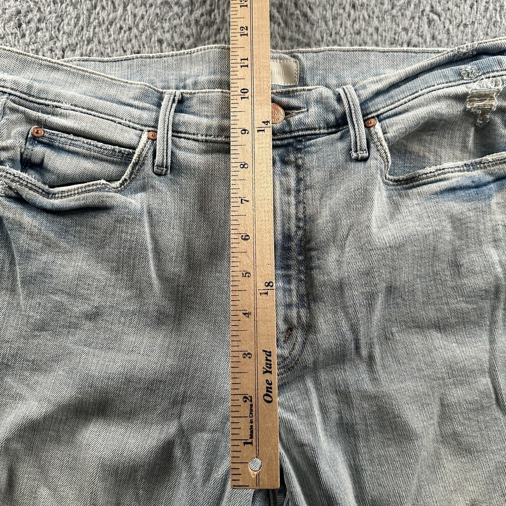 Mother Stunner Zip Ankle Step Fray Jeans Womens 28 Blue Mid Rise Distressed USA - Picture 6 of 15